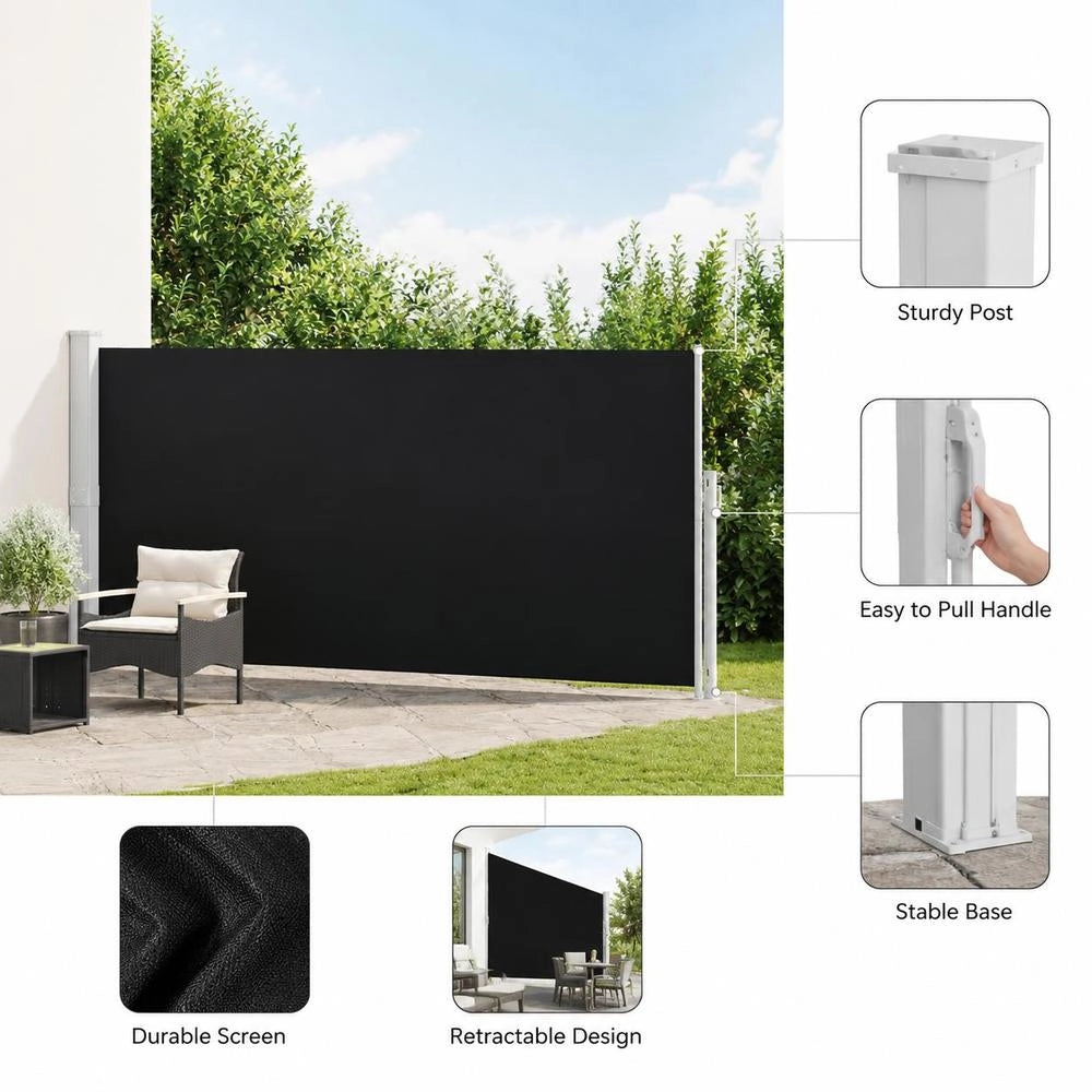 Extendable Side Awning 180x500 Cm Black