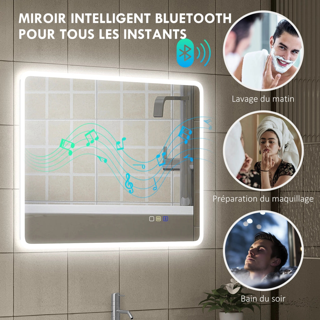 Specchio da Bagno LED con Memoria e Antiappannante ¨C Minimal ¨C Argento 70x90 cm