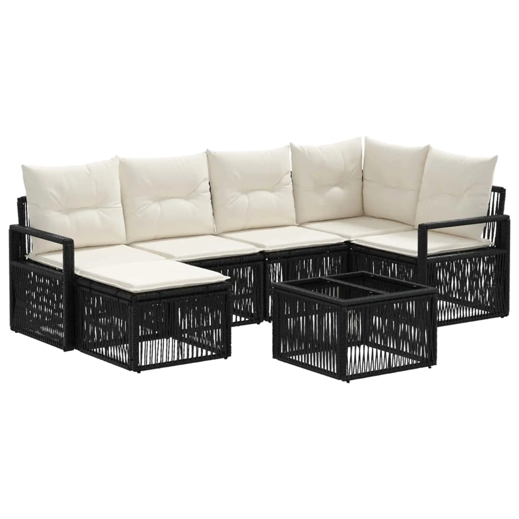 Set Divano da Giardino 7 pz Nero polyrattan 3435781