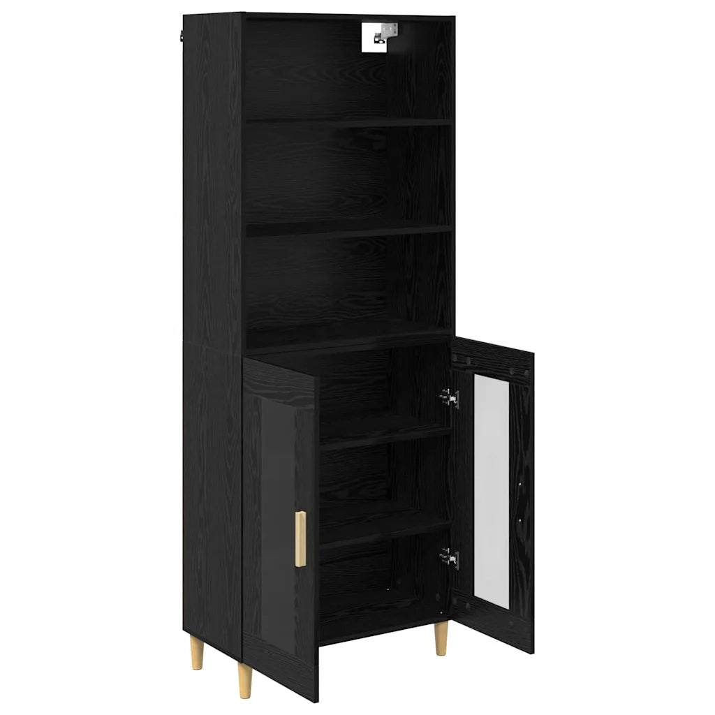 Credenza | Madia | Buffet da pranzo | Armadio da pranzo Rovere Nero 69,5 x 32,5 x 180 cm Legno multistrato