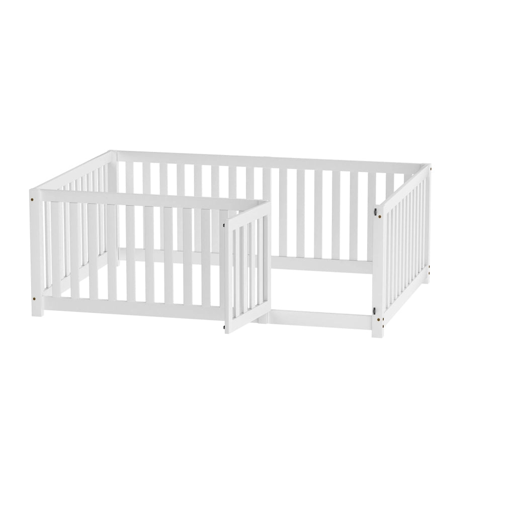 letto per bambini in legno massiccio bianco 147 x 204 cm