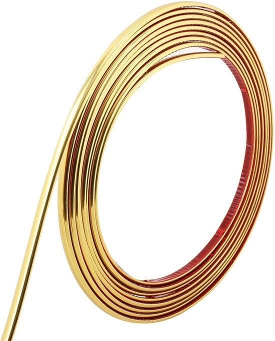 Elenco di finitura 10 m - Luccicante oro - Autoadesivo - Flessibile - Per specchio/muro/plafone/pavimento - Installazione semplice - Elenco decorativo