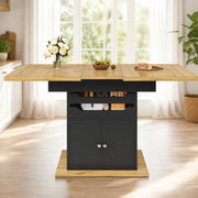Tavolo allungabile con vani contenitore; ripiani estraibili e chiusura ammortizzata in MDF nero 110-140 × 80 × 76 cm