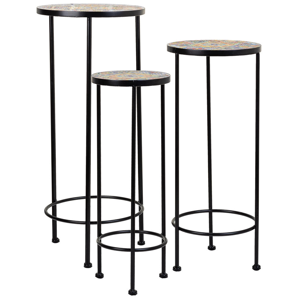 Set di 3 supporti in mosaico Rosso e metallo