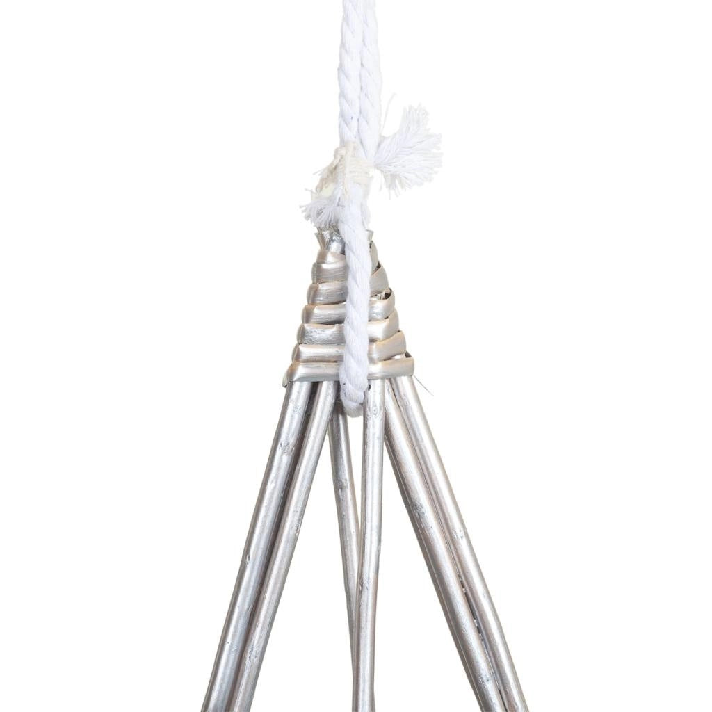 Decorazione stella midollino argento 70x70x5h