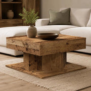 Rustic Wood Look Coffee Table, 55x55x30 Cm Engineered Wood, Sturdy Top With Storage Space, Living Room Sofa Side Table, Square End Table For Home Decor