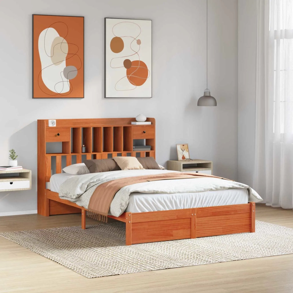 Libreria Struttura Letto con testiera Marrone Cera 200 x 150 cm 3422772