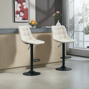 Set di 2 sgabelli da bar regolabili in altezza e girevoli in poliestere beige