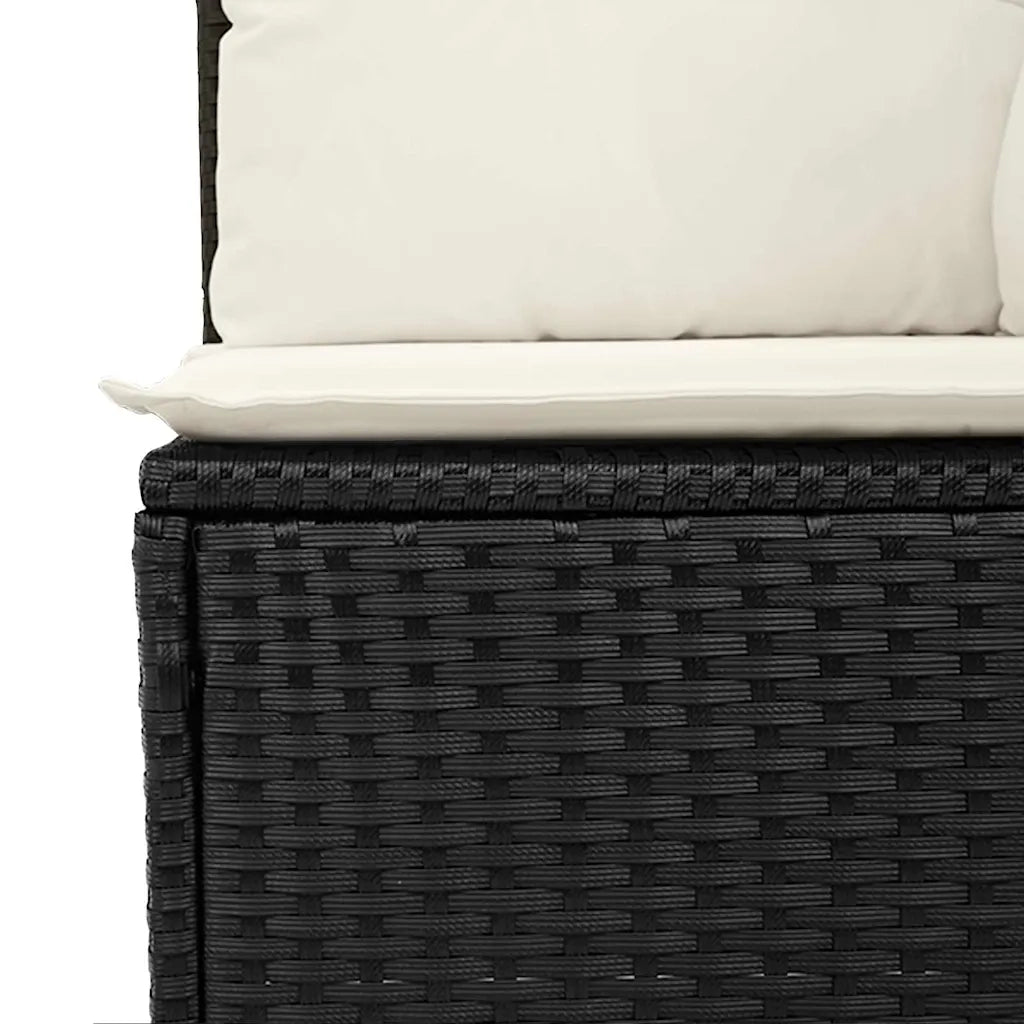 Set Divano da Giardino con cuscino 3 pcs Nero polyrattan 3345557