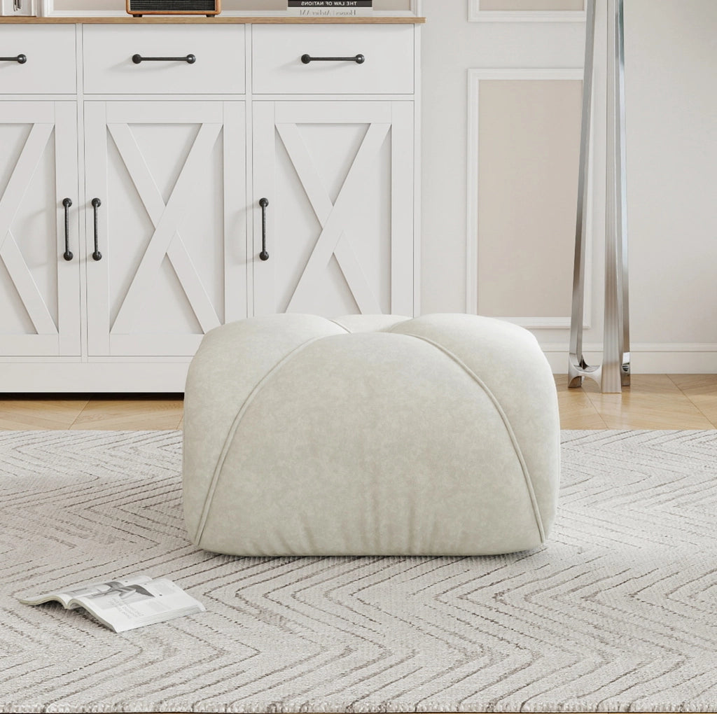 Divano modulare ergonomico in ciniglia beige chiaro
