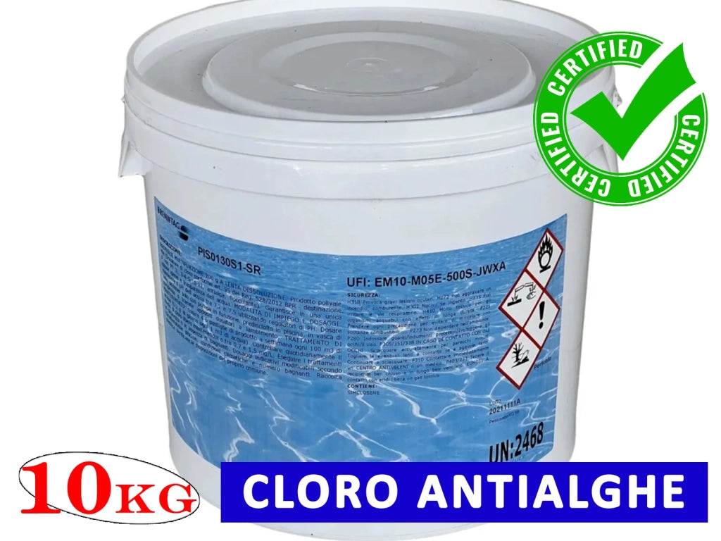 Antialghe per Acqua Piscina 10KG ALGHICIDA ALGAFREE Pulizia e Trattamento