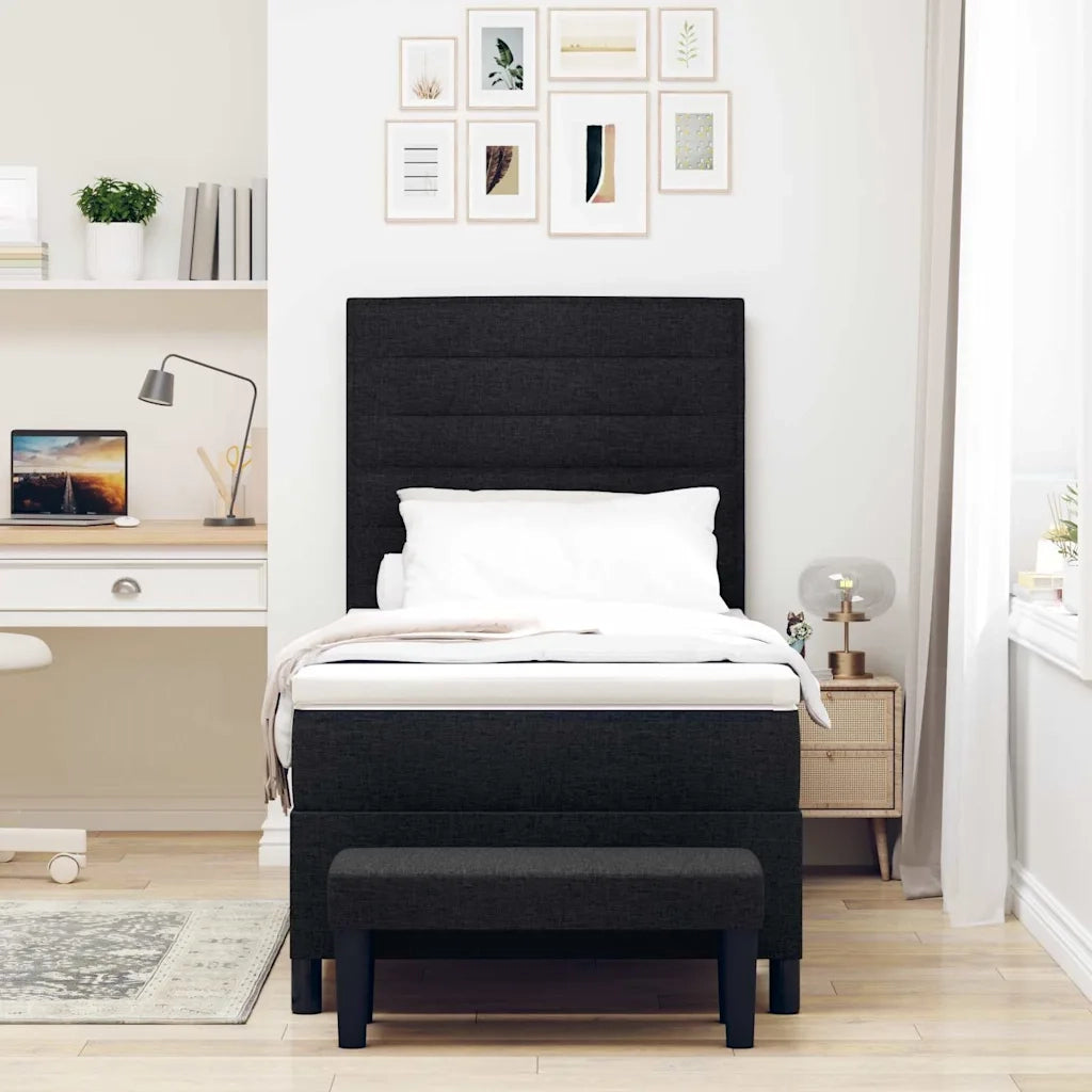 Letto a molle con materasso Nero 100 x 200 cm Tessuto