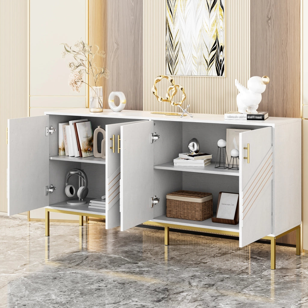 MADIA 4 ANTE 160x40x80,5 cm MDF Bianco e effetto legno