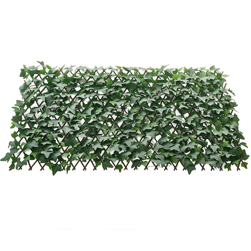 Parete Verde Artificiale 63.5x320cm Foglie Edera Realistiche Siepe Privacy Balcone Giardino Terrazzo