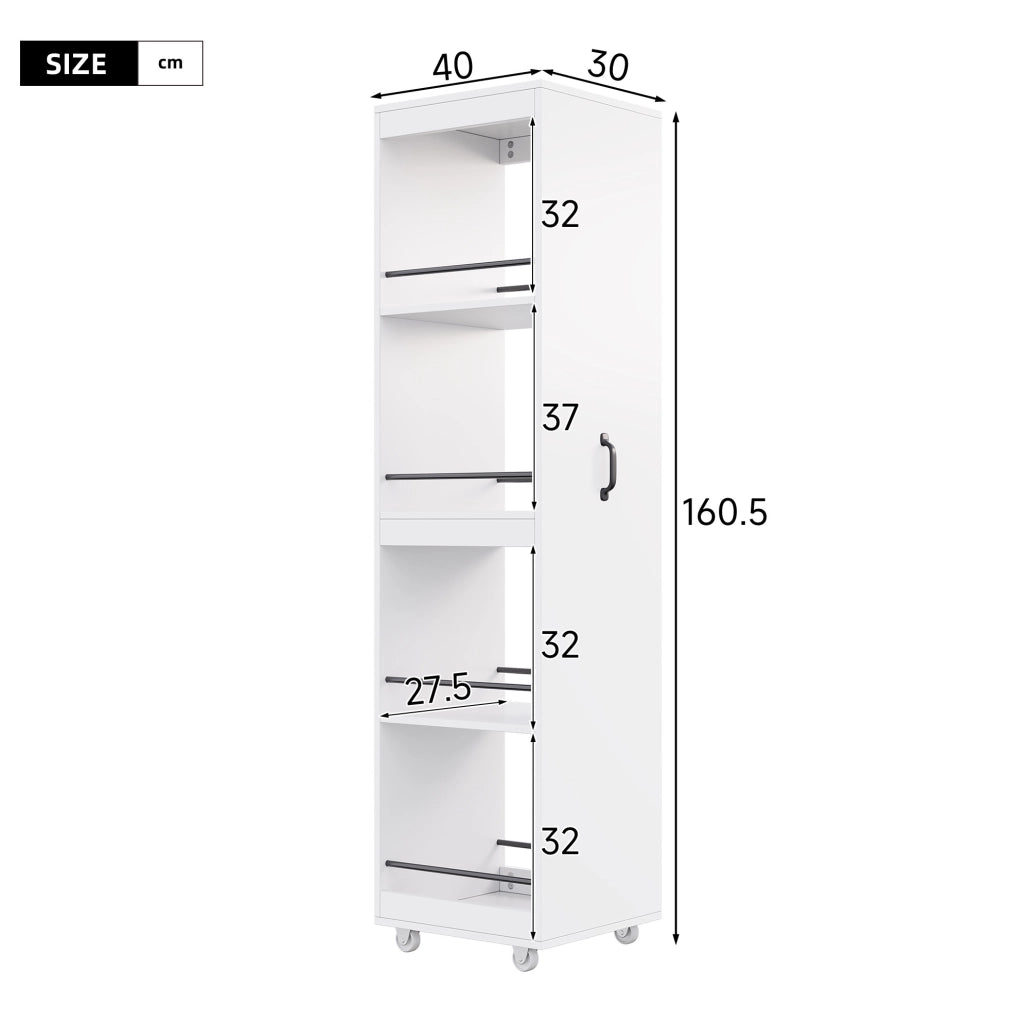 LIBRERIA Stretta 40x30x160,5 cm MDF Bianca con Barre Protettive
