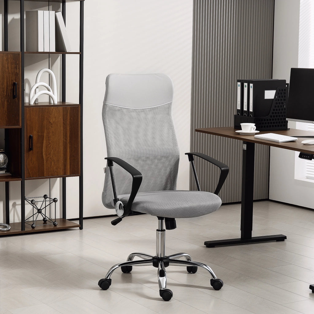 Poltrona da ufficio ergonomica girevole regolabile in altezza ¨C Minimal ¨C tessuto grigio 63x65x119-109cm