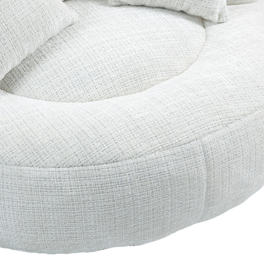 Poltrona sacco oversize in ciniglia beige 108x108x52 cm HOMVRA