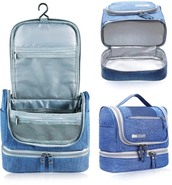 Toilette Portatile per Uomo e Donna, Borsa Cosmetica Impermeabile, Zaino, Toilette, Blu Marina