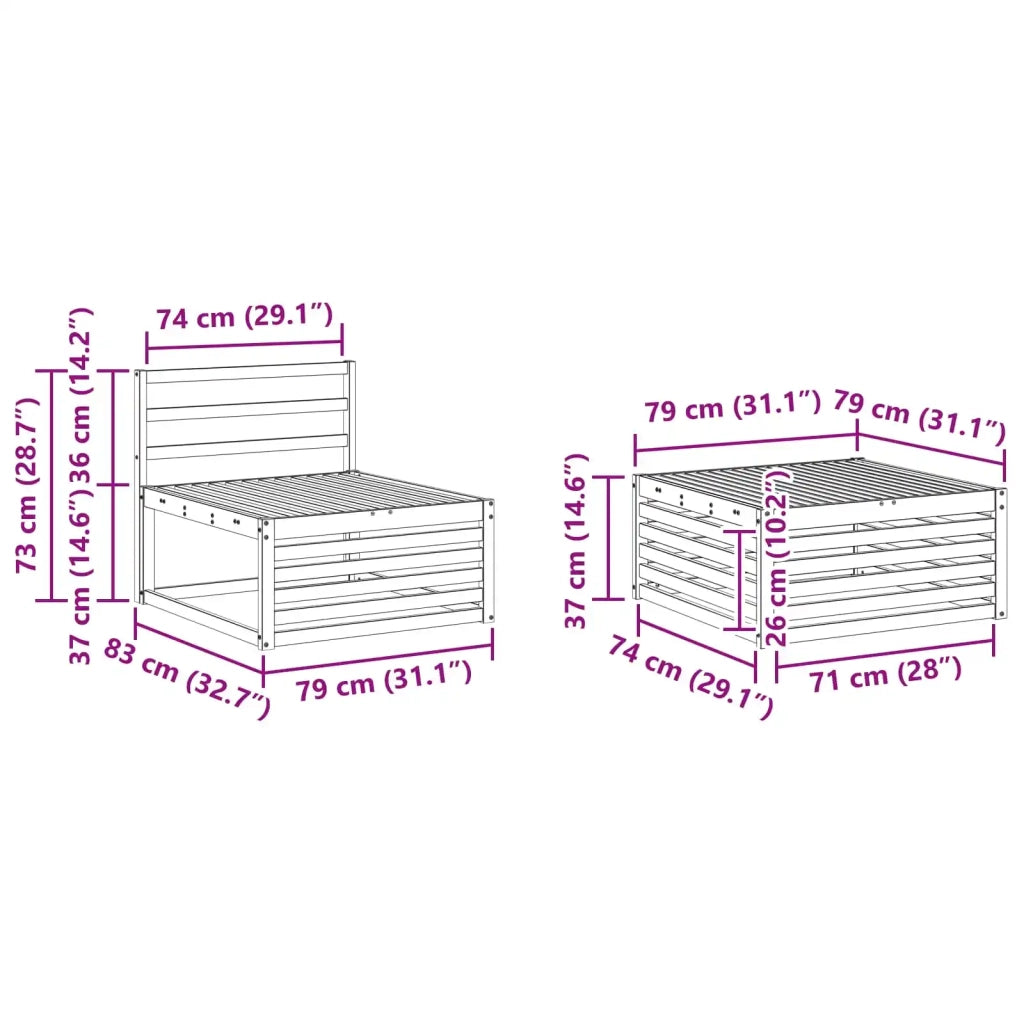Set di divani da esterno 4 pcs Naturale 3373274