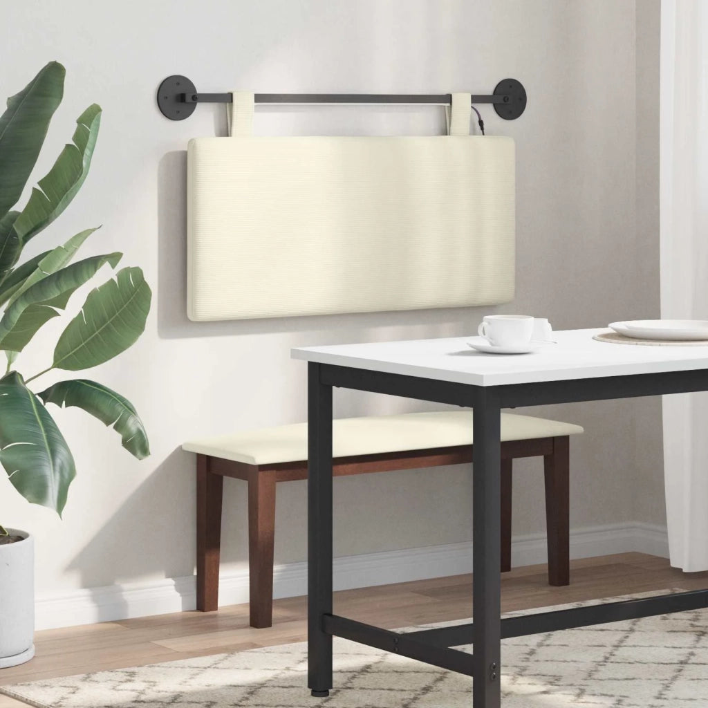 Testiera sospesa Con luce LED Crema Tessuto in Cords 3424283