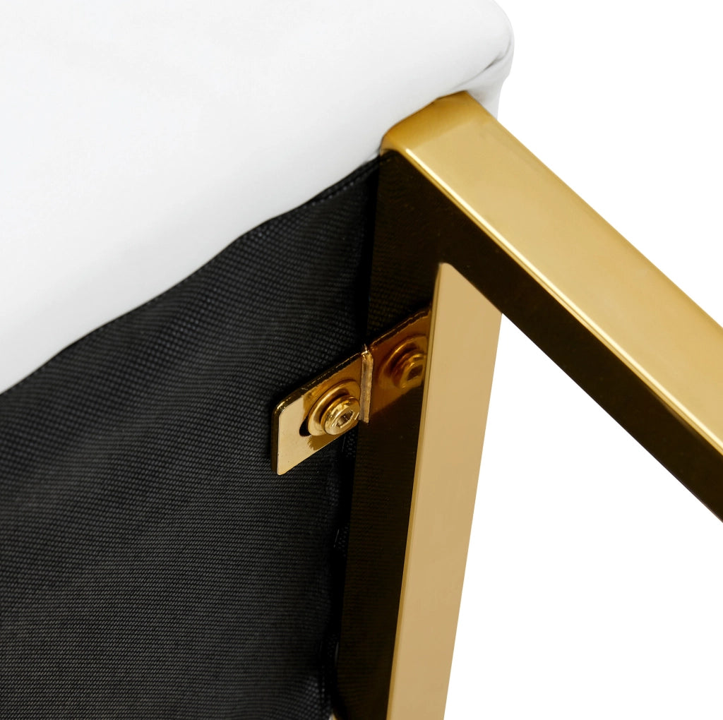 Set di 2 sgabelli da bar 48 x 53,3 x 91,4 cm in metallo e PU bianco e oro