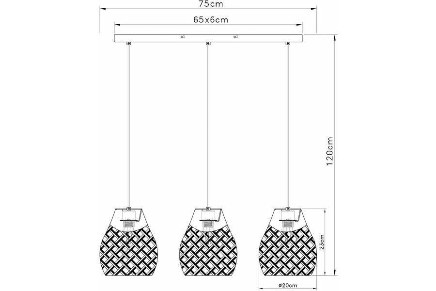 Lampadario Carmina boho bambù nero 3 luci E27 Reality