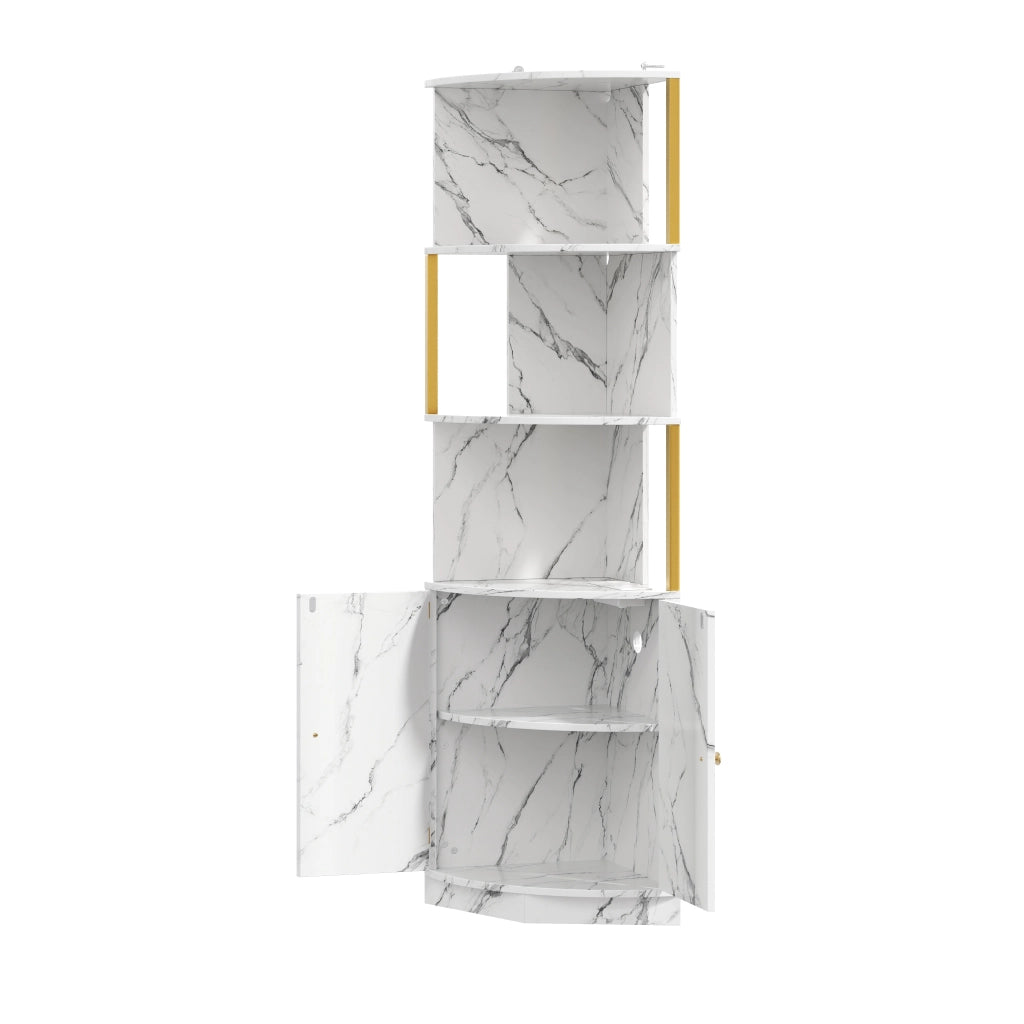 Armadio angolare con illuminazione LED e prese, 2 ante, per cucina/sala da pranzo/soggiorno, 38x38x180 cm