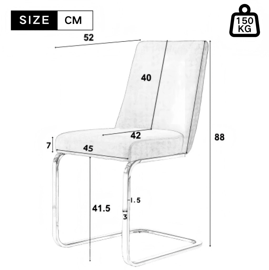 SEDIA in velluto grigio, Set da 4 pezzi