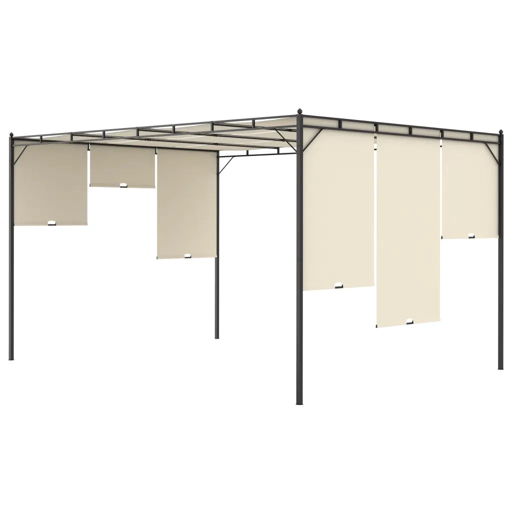 Gazebo | Pergolato da Giardino con Tenda Laterale 4x3x2,25 m Crema
