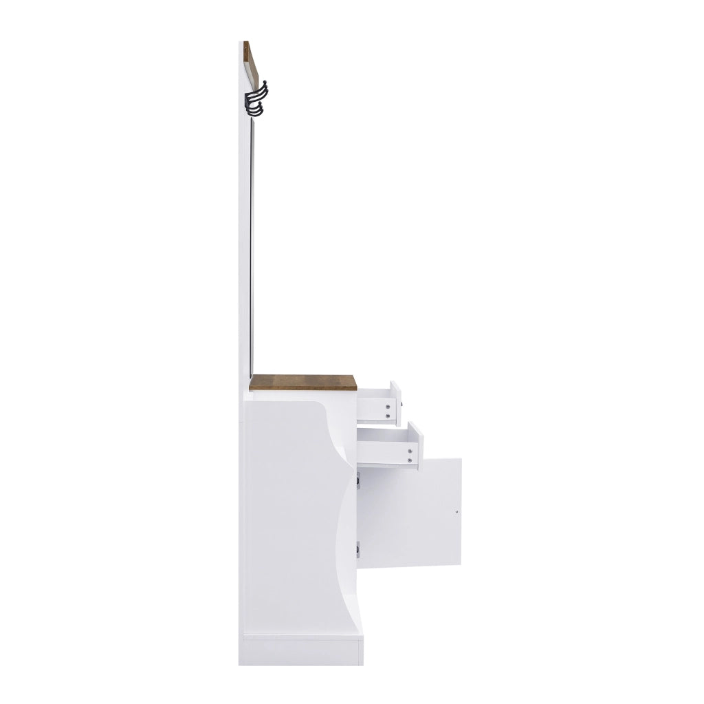 Set guardaroba ingresso 110,5x38x191 cm bianco, truciolare con specchio e 2 cassetti