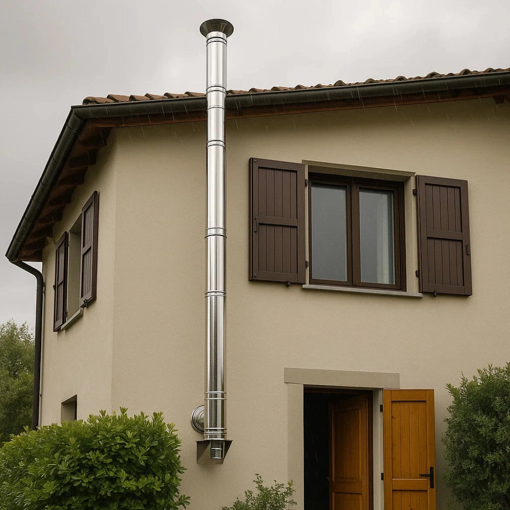 Elemento lineare doppia parete Ø 200/250 mm sp. 0,5 mm h. 1000 mm canna fumaria