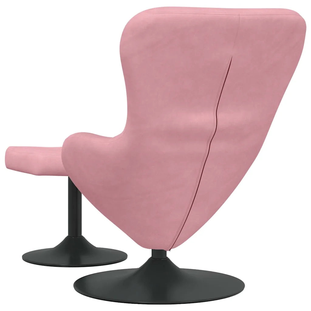 Poltrona | Sedia Egg con Pouf Rosa Velluto