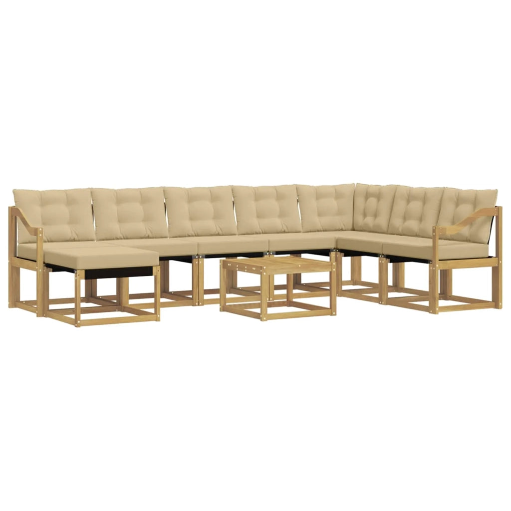 Set di divani da esterno con cuscino 9 pcs Bianco e Beige 3389799