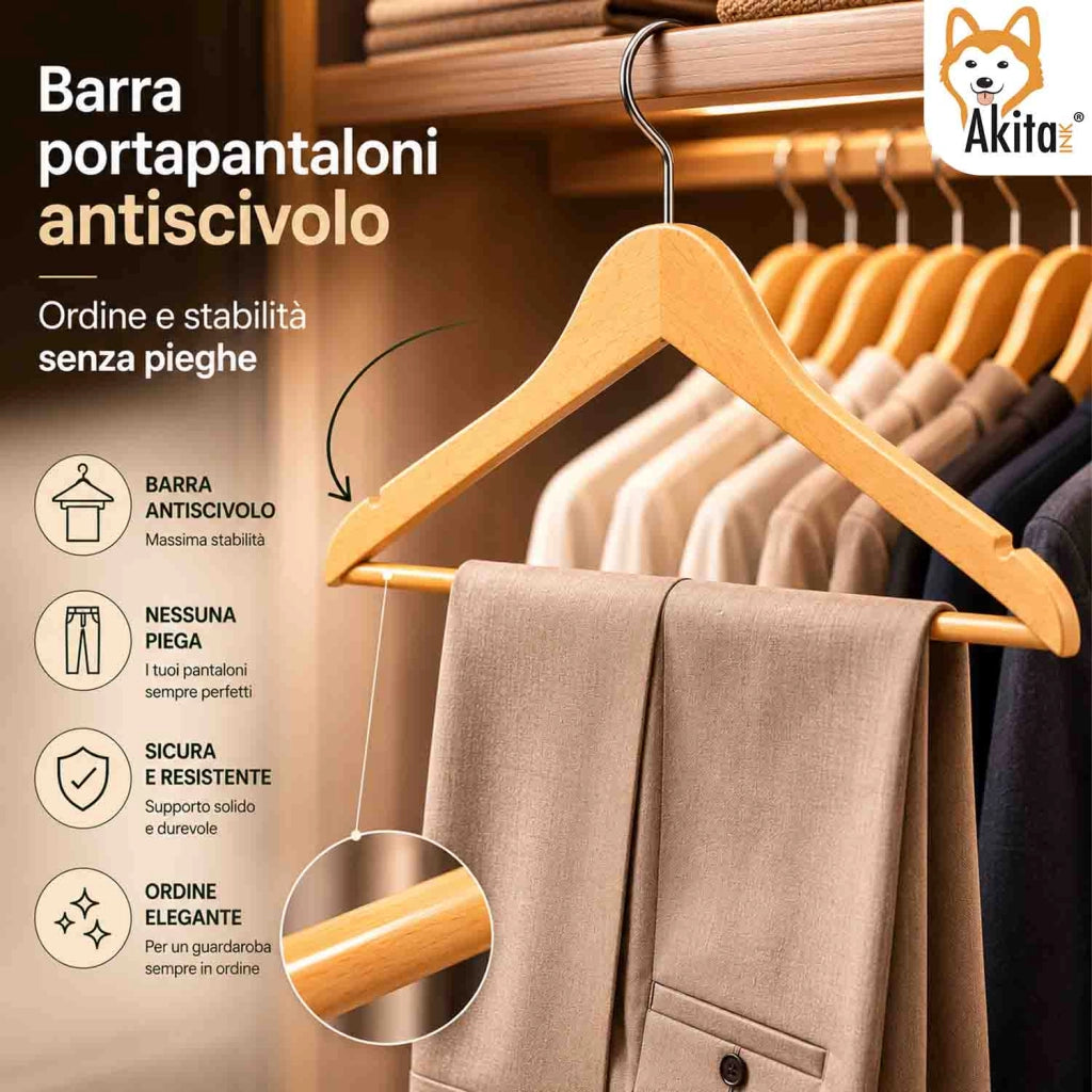 Akitaink 12 Grucce Legno Barra Antiscivolo 360