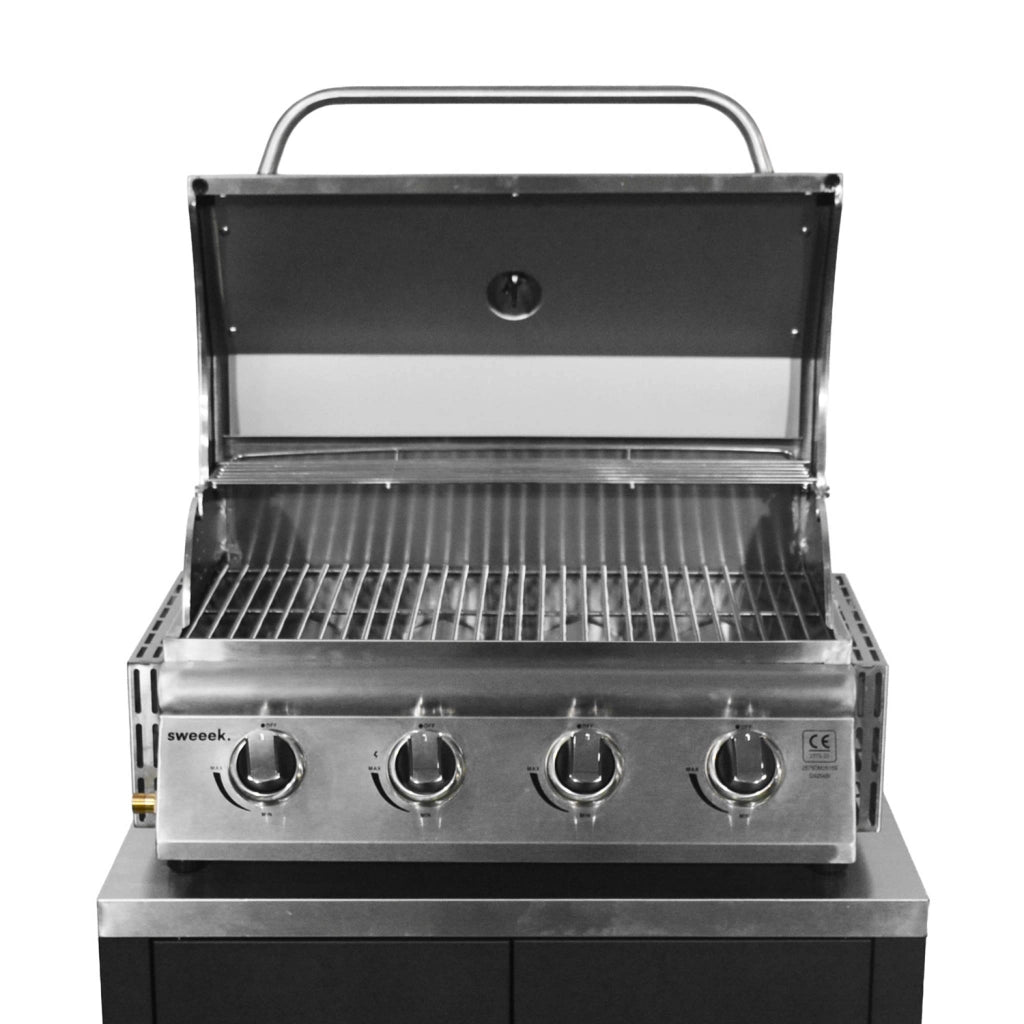 Modulo cucina da esterno con barbecue a gas a 4 bruciatori, 7 moduli,