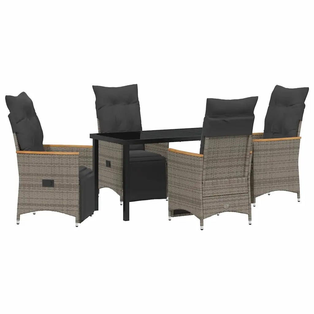 Set da Pranzo per Giardino con cuscino 5 pcs Grigio polyrattan 3379627