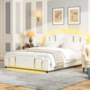 letto imbottito velluto beige 140 x 200 cm
