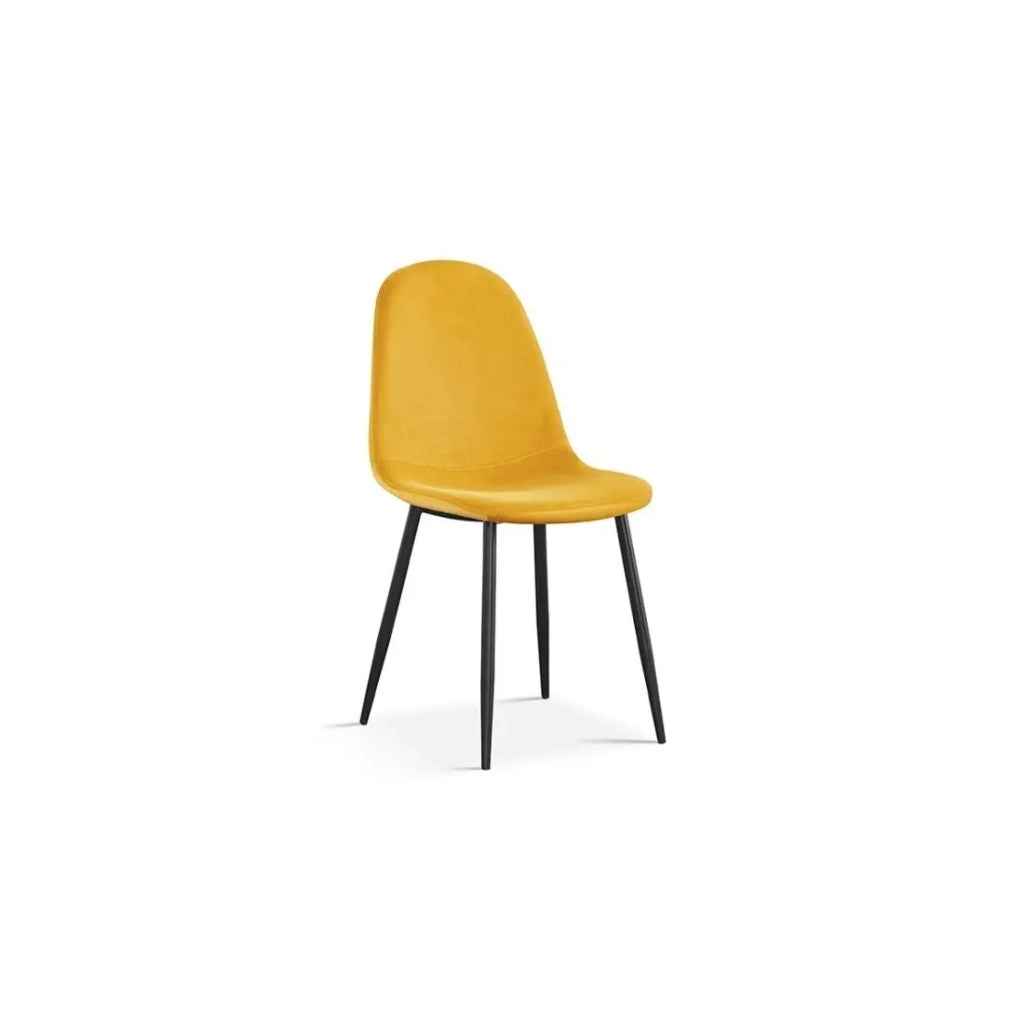 Sedia BOÏ – Velluto giallo – Gambe in metallo nero – Stile moderno