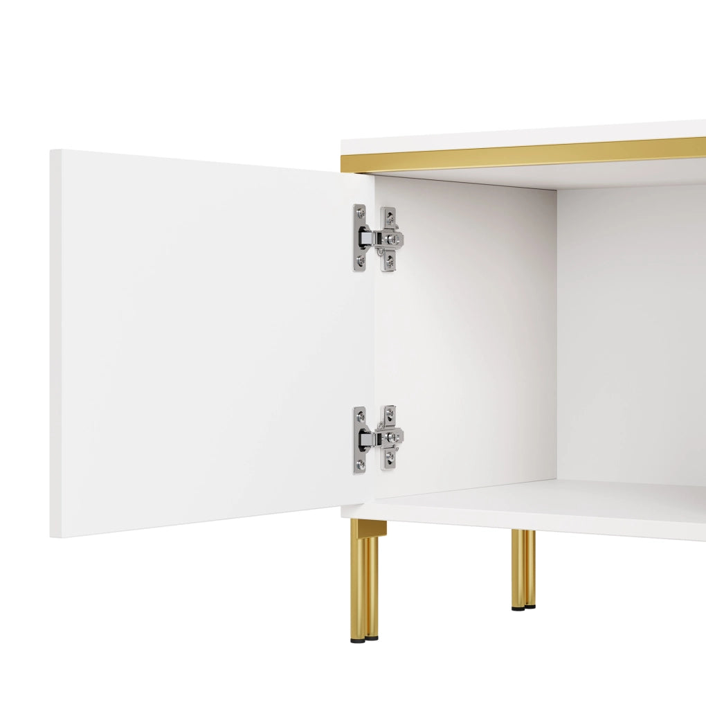 Mobile TV 170 cm bianco lucido con 4 ante e passacavi HOMVRA