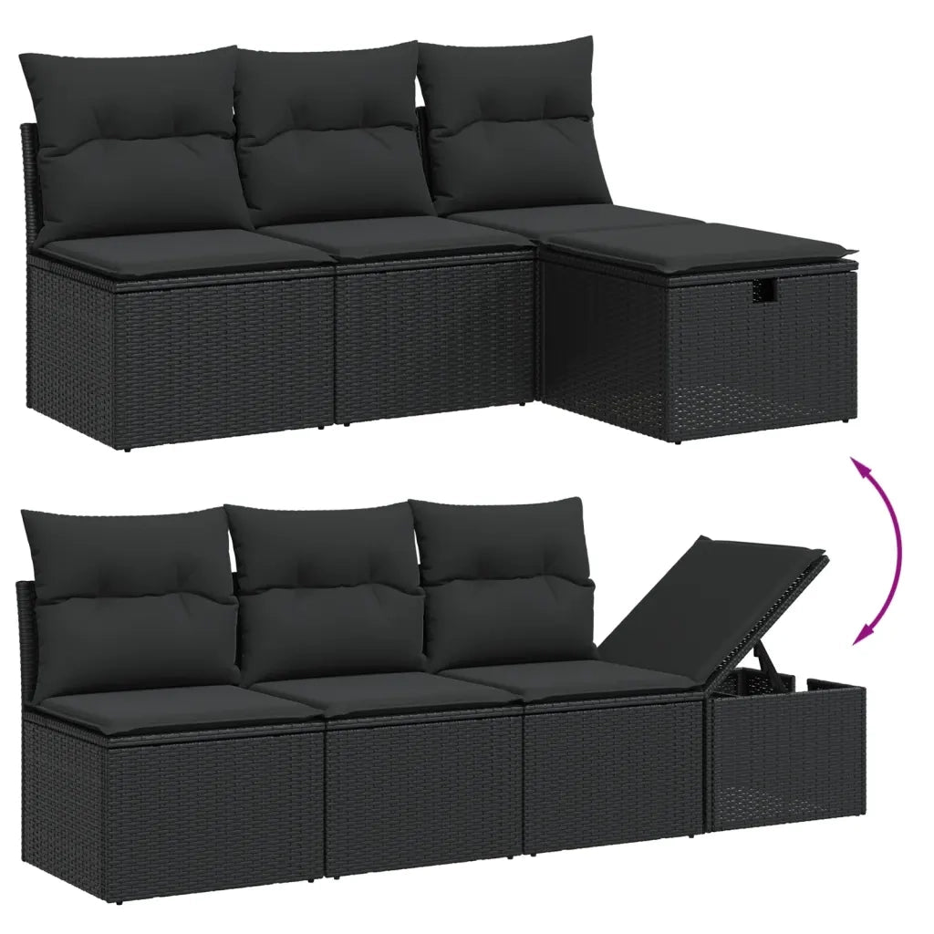 Set Divani da Giardino con Cuscini 8 pz Nero in Polyrattan 3276051