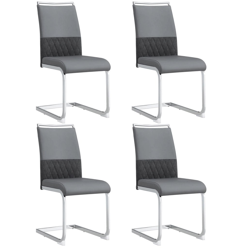 Sedie da Pranzo Set 4 Pezzi, Schienale Alto Imbottito in Ecopelle e Tessuto ¨C MINIMAL ¨C Grigio