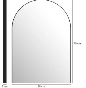 Specchio bagno arcuato 50 x 70 cm con cornice in alluminio nero