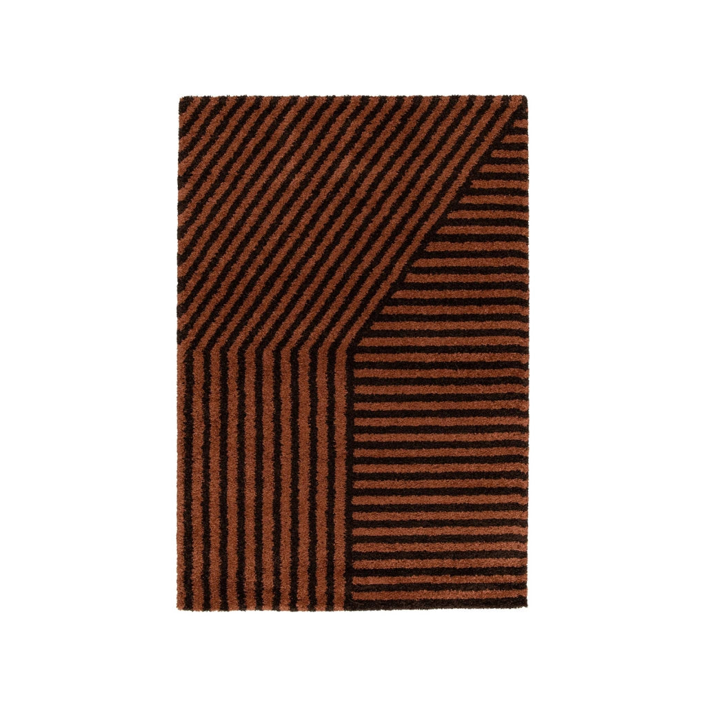 Tappeto da interno a righe marroni e terracotta