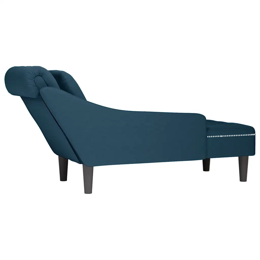 Sdraio con Cuscino e Bracciolo Destro in Velluto Blu 4009771