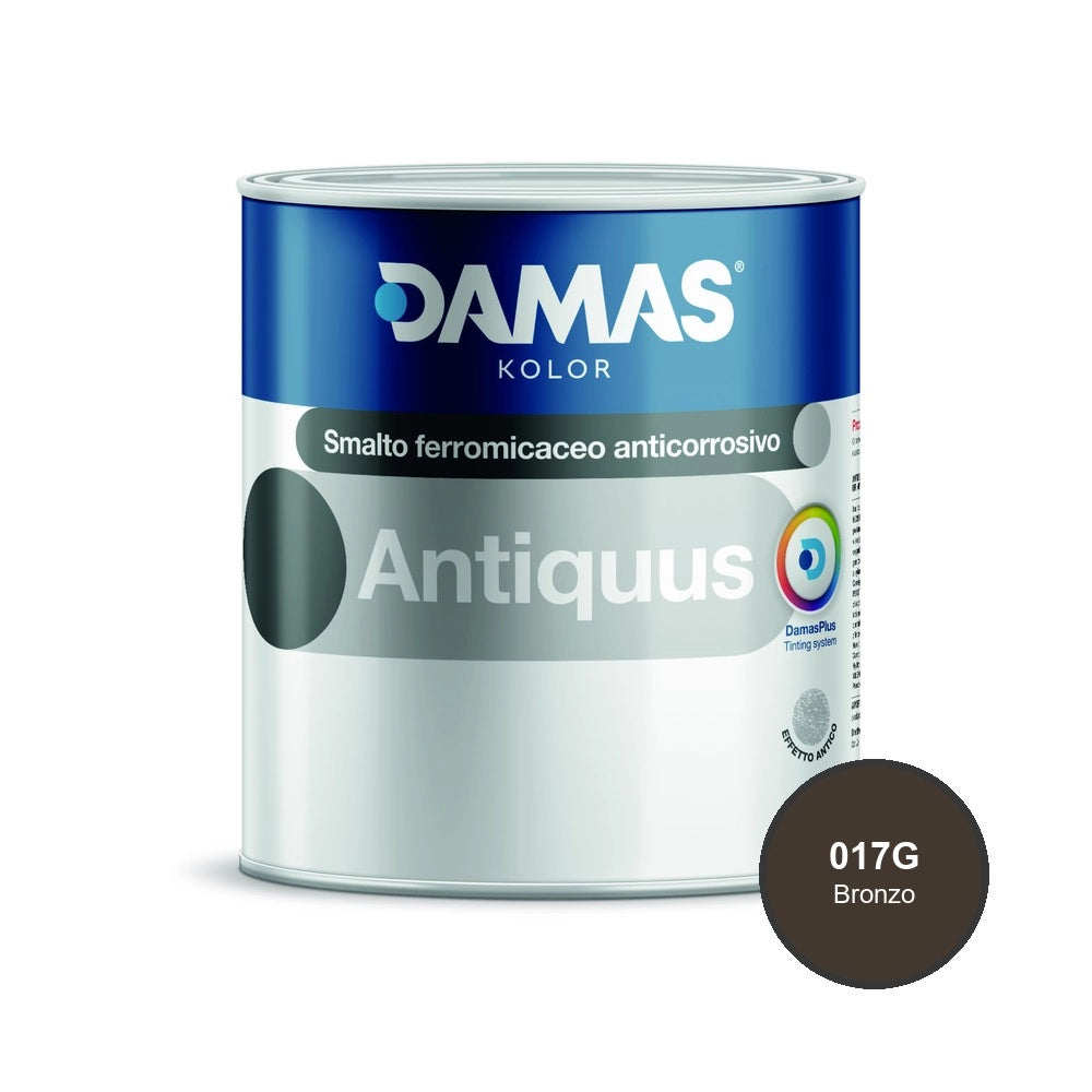 Damas antiquus smalto ferromicaceo antichizzato effetto ferro battuto *** formato 0,750 lt, colore- 017g bronzo, conf...