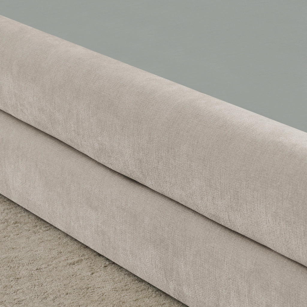 Letto 90 × 200 cm con testiera imbottita in ciniglia beige struttura rinforzata portata massima 200 kg senza materasso
