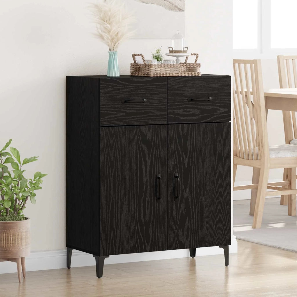 Credenza | Madia | Buffet da pranzo | Armadio da pranzo Rovere Nero 69,5 x 34 x 90 cm Legno multistrato