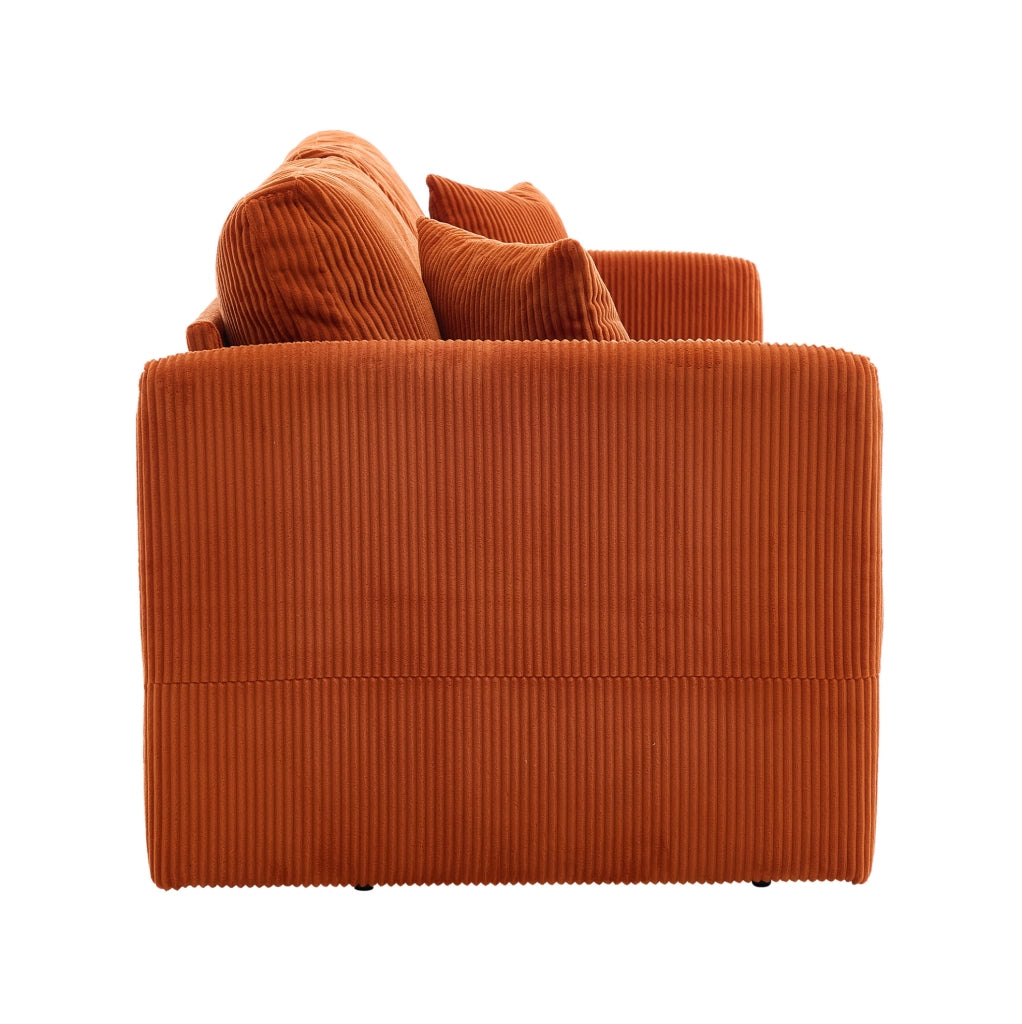Divano letto trasformabile 182 cm in velluto a coste arancione HOMVRA