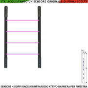 Barriera Infrarossi Attivi 4 Multifasci Secondo Programmazione Segnala Allarme Intruso Rispetto a Quanti Fasci Interrotti Relè Libero Tamper Esclusione Led e Cicalino Alim. 12 V Misure H760XL30XP30 mm