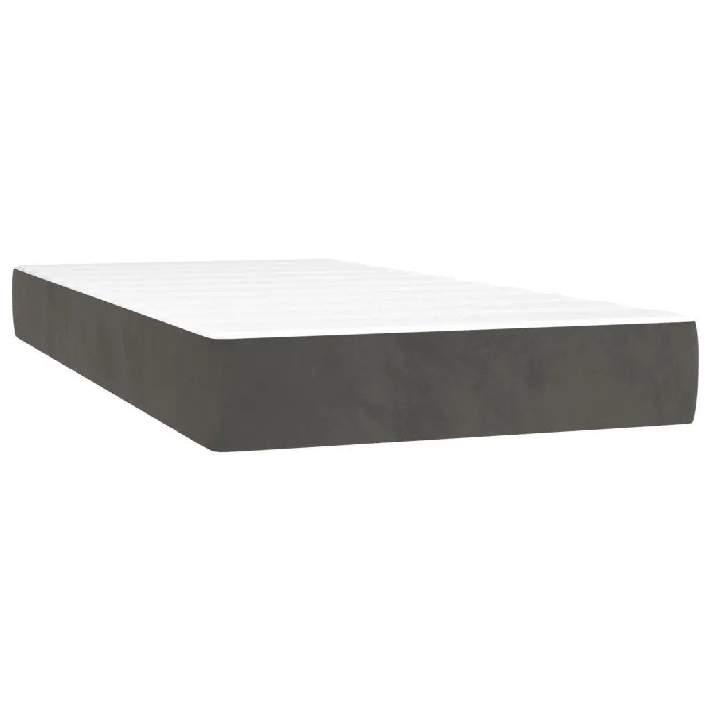 Letto a Molle con Materasso e LED Grigio Scuro 90x200cm Velluto 3136102